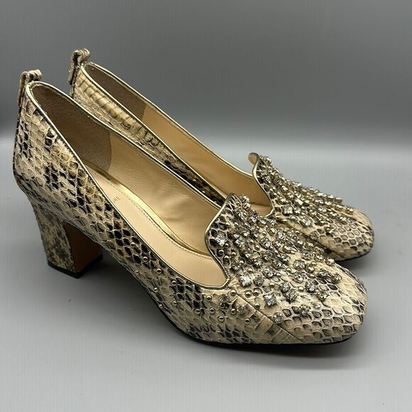 Vero Cuoio Snake Print Heels with Embellishments size 7.5 - Picture 1 of 11